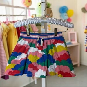 Mini Boden Girls Rainbow Cloud Print Skort Multi Pink Blue Green Yellow Sz 8-9